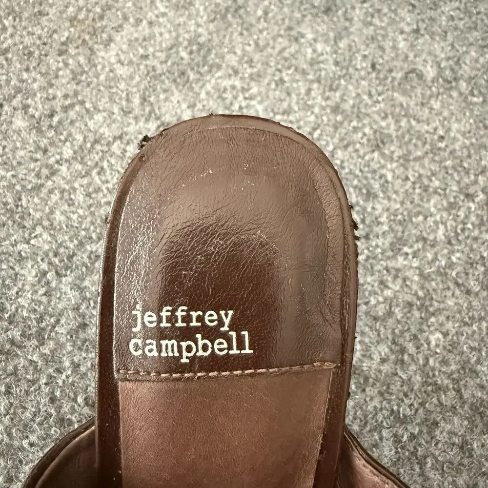 Jeffrey Campbell Leather Mules Open Toe Sculptural Heel Sandals 8 Office Siren